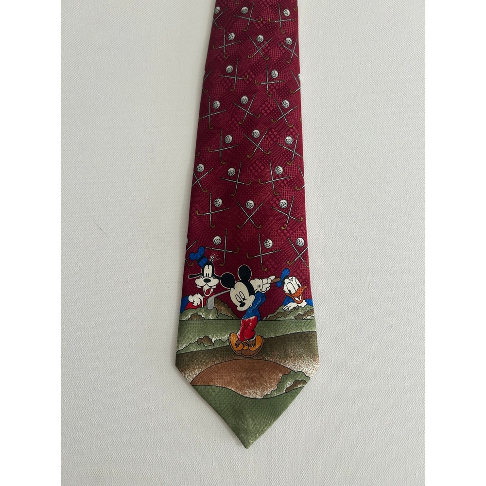 Mickey Unlimited Disney Mens Golf Tie Burgundy Mickey Donald Goofy 556131-428E
